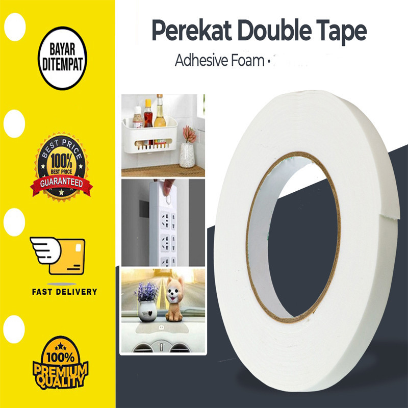 

[12mm x 4.5M] Perekat Double Tape PE Foam Putih Super Kuat Non Batik Busa