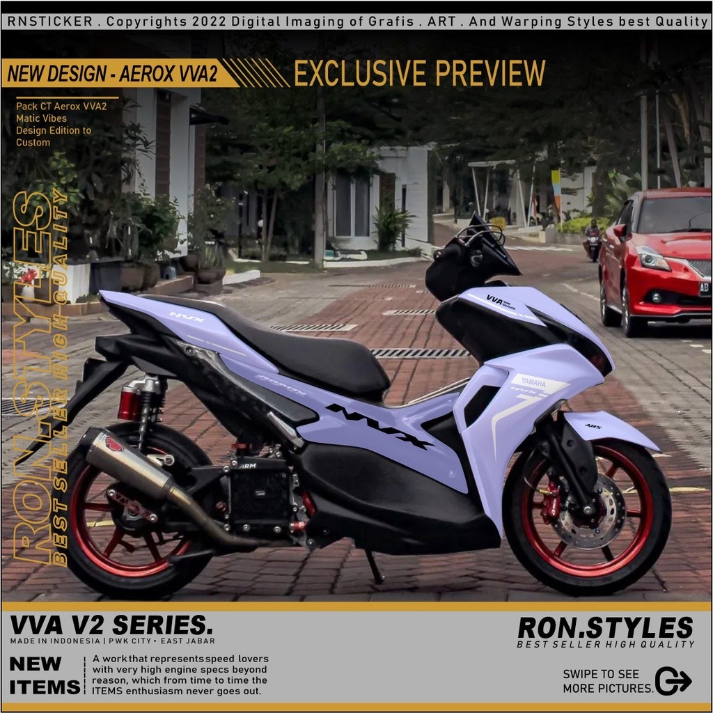 AR02 STRIPINGAEROX NEW VVA V2 CUTTING STRIPING VARIASI AEROX NEW STRIPING AEROX SILVER HITAM OREN MO