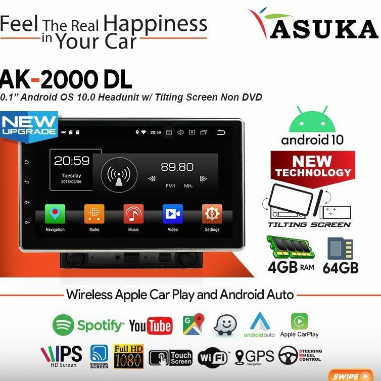 Head Unit Android Asuka AK-2000DL 10 Inch - Headunit Asuka AK2000DL