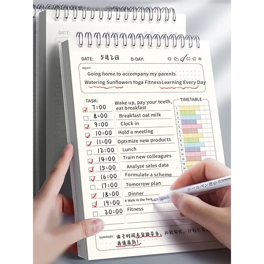 

1pc Planner Agenda Spiral A5 Notebook Schedules Daily Plan To Do List Notepad 160 Pages Thick Office School Supplies Stationery