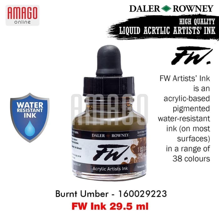 

DALER-ROWNEY - FW Ink 29.5 ml - Acrylic Artists Ink - Cat Akrilik - Burnt Amber - 160029223