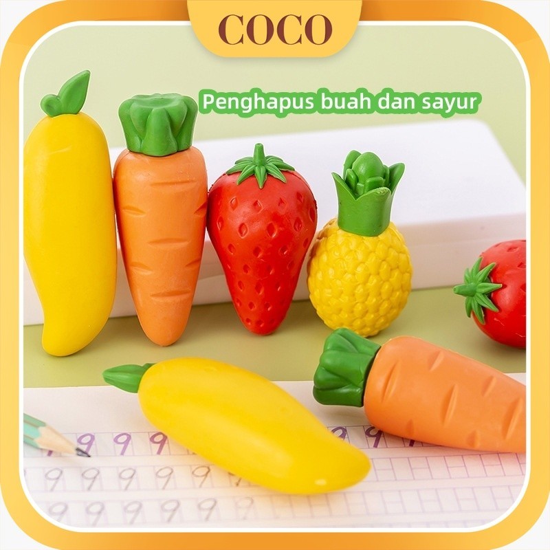 

Penghapus Pensil Karakter Buah Buahan Lucu/3D Pensil Motif Buah Sayur Strawberry Nenas Mangga Wortel / sangat besar buah Penghapus Alat tulis kreatif Penghapus bersih wortel stroberi mangga lucu