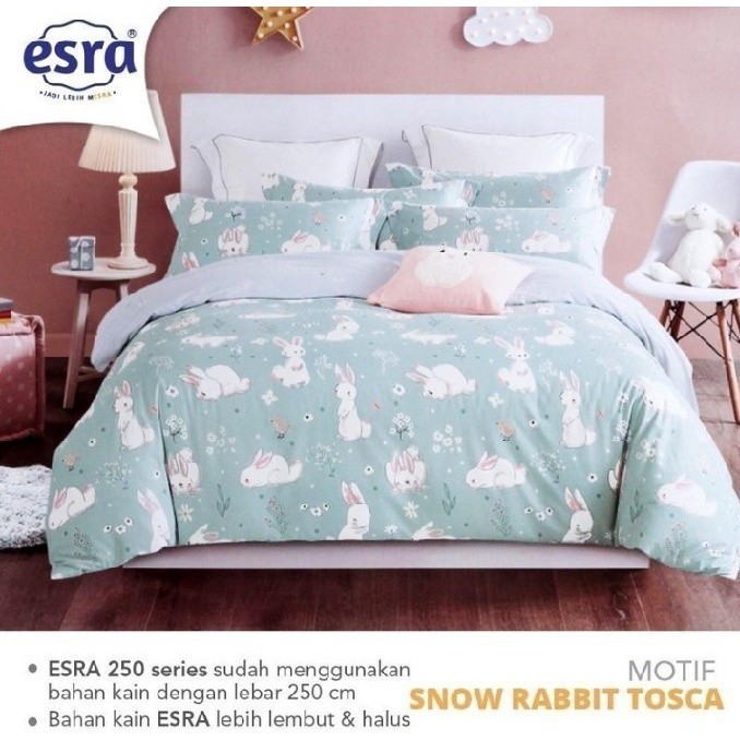 bedcover set katun esra motif snow rabbit tosca