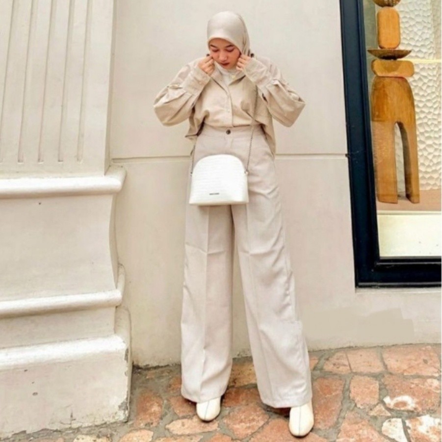 Loose Pants Trousers - celana kulot cotton wanita panjang 100cm termurah