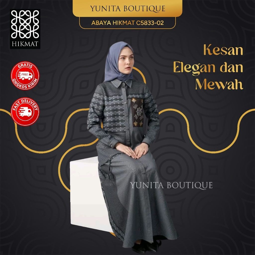 Abaya Hikmat Dress Turkey C5833-02 Original Gamis Remaja Elegan Set Hijab Baju Muslimah Terbaru By A