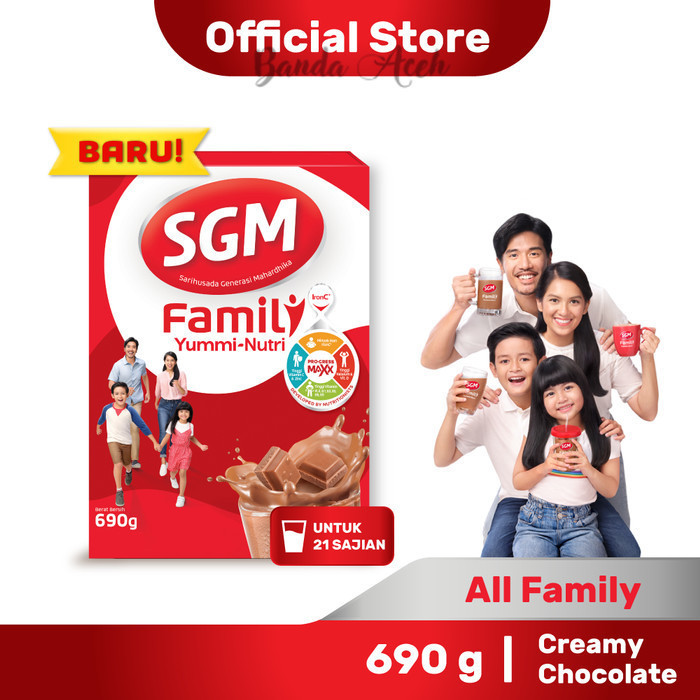 

(Aceh) SGM Family Yummi Nutri Creamy Chocolate Susu Keluarga 690gram (ALD)