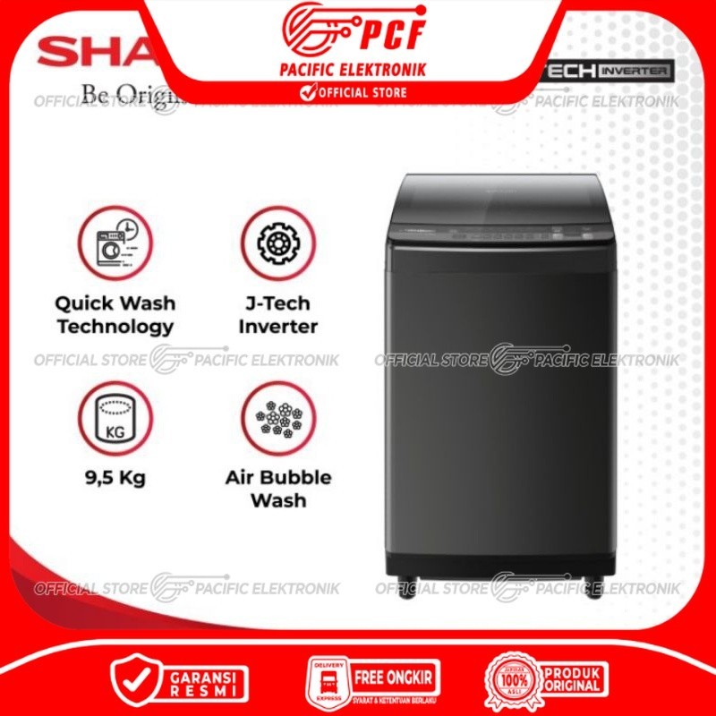 Mesin Cuci Sharp 1 Tabung 9.5kg ES-M9500XT-SA / 9500XTSA / 9500XT
