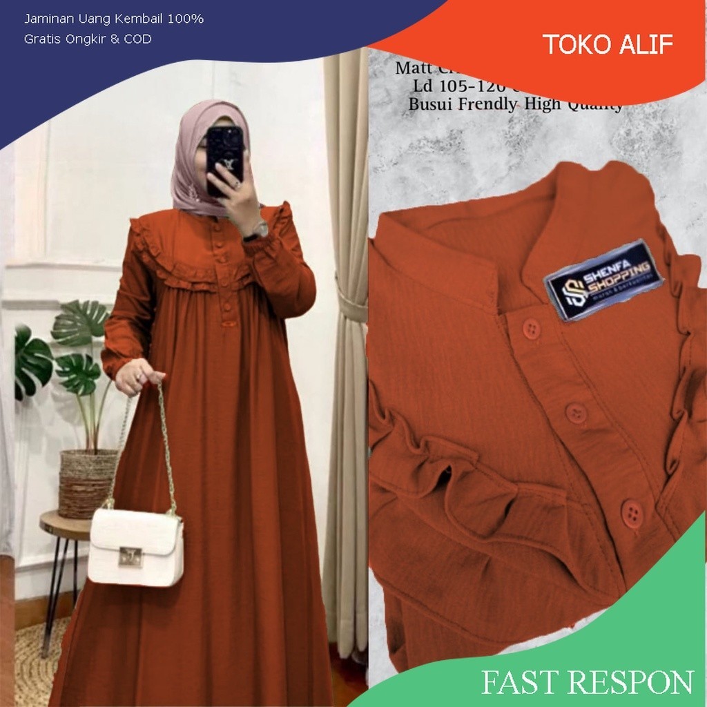 GAMIS CRINKLE AIRFLOW TERBARU 2024 / GAMIS CRINKLE LD 120 Toko Alif