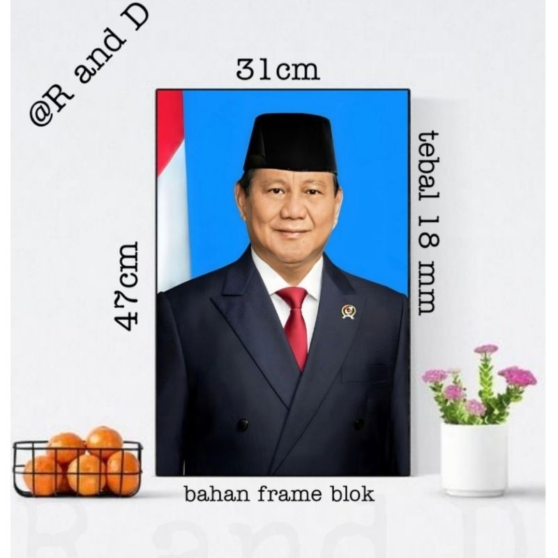 Hiasan Dinding Poster Prabowo Subianto Ukuran 47x31, Dekorasi dinding Prabowo Gibran ukuran A3, Post
