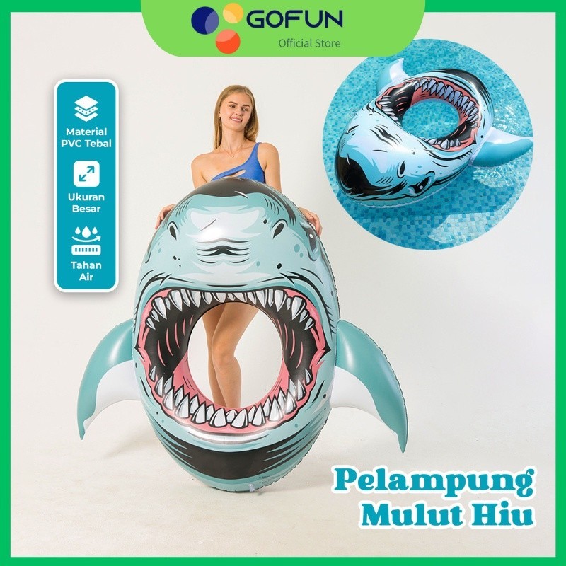 Ban Pelampung Renang Anak Karakter Ikan Hiu Dewasa Ampung Floaties Bahan PVC Eco Friendly Gofunshop