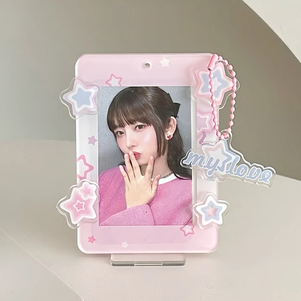 

Y2K Star Decor Acrylic Photo Frame 3 inch Kpop Photocard Holder Idol Photo Card Frame Photocard Display Photos Protective Case