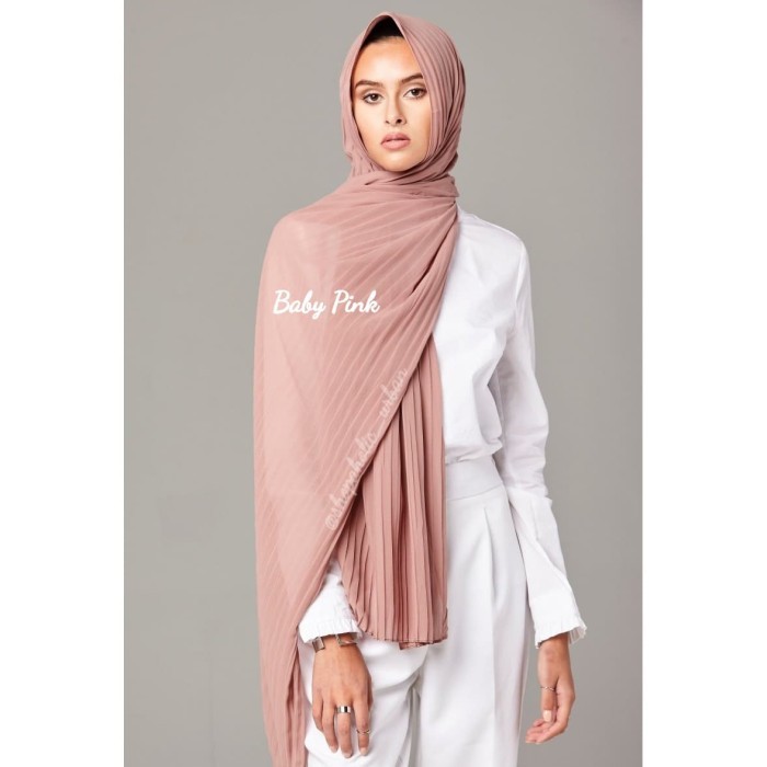 [[Premium]SALE Premium Chiffon Plisket Pashmina/Pleated Chiffon Hijab Shawl Chiffon