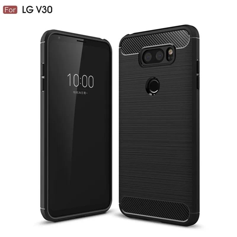 For LG V30 Phone lg v30 lgv30 case casing Soft Silicone Carbon Fiber Back cover