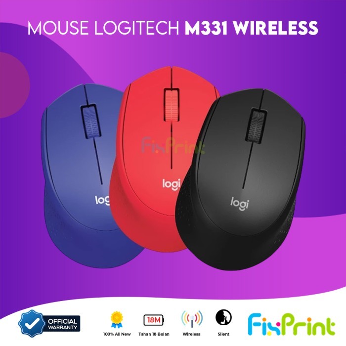 Fixprint Mouse Wireless Logitech M331 Black Red Blue Silent Plus Logitech Mouse B100 Black Optical U