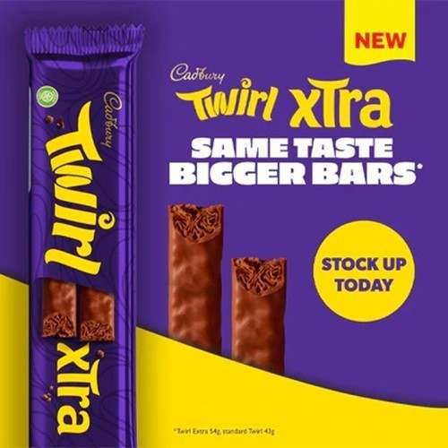 

Coklat CADBURY Twirl xTra 54gram asal Eropa