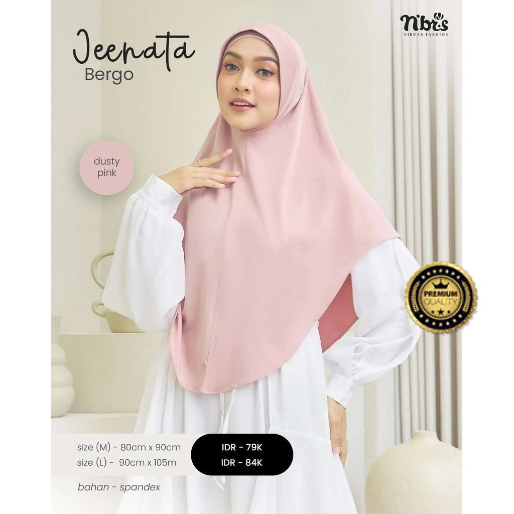 NIBRAS HIJAB Bergo Dewasa JEENATA BERGO - Bergo Spandek Premium - Bergo Terbaru 2024 - Bergo Terbaru