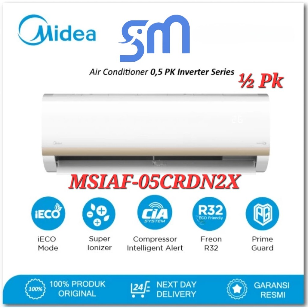 AC Midea 1/2 PK MSIAF-05CRDN2X Inverter Quattro 05CRDN2 MSIAF05CRDN2X 0.5