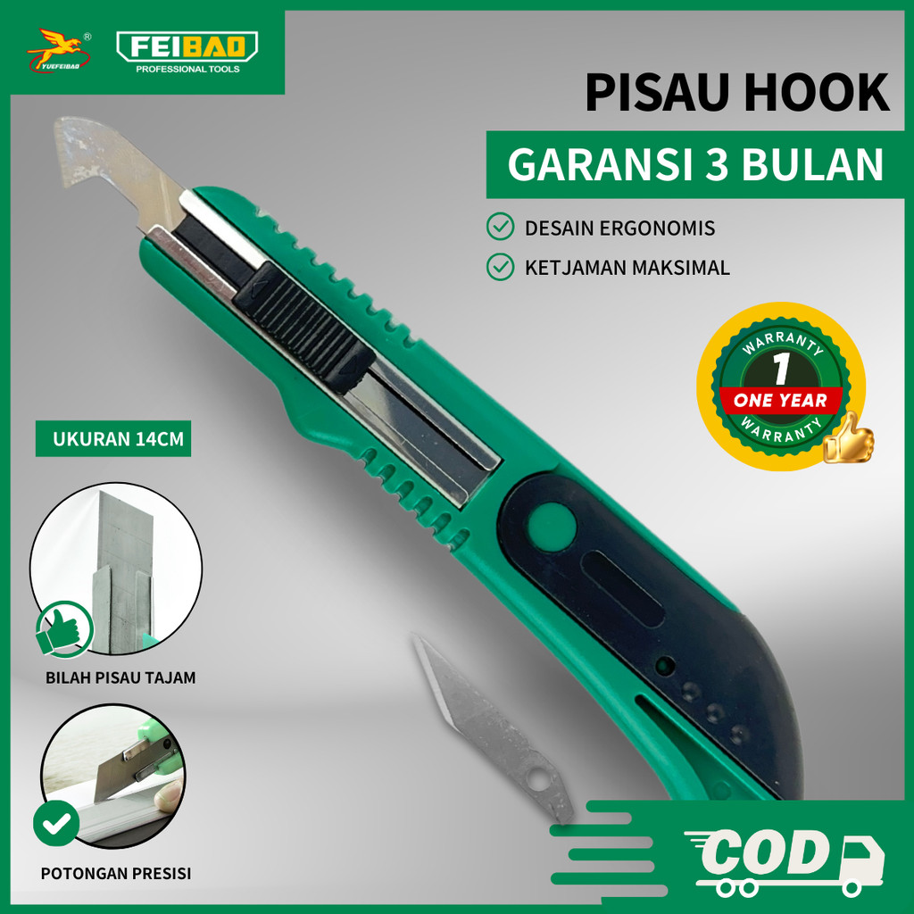 

Feibao Pisau Hook / Pisau Mudah Diganti / Interchangeable Hook Utility Knife / Multi-blade / F32-304