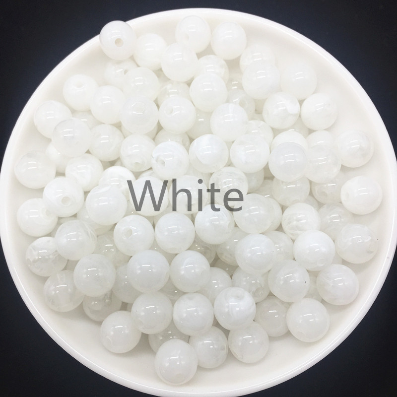 

New 6 8 10mm Round Acrylic Beads Spacer Loose Beads For Jewelry Making DIY Bracelet White