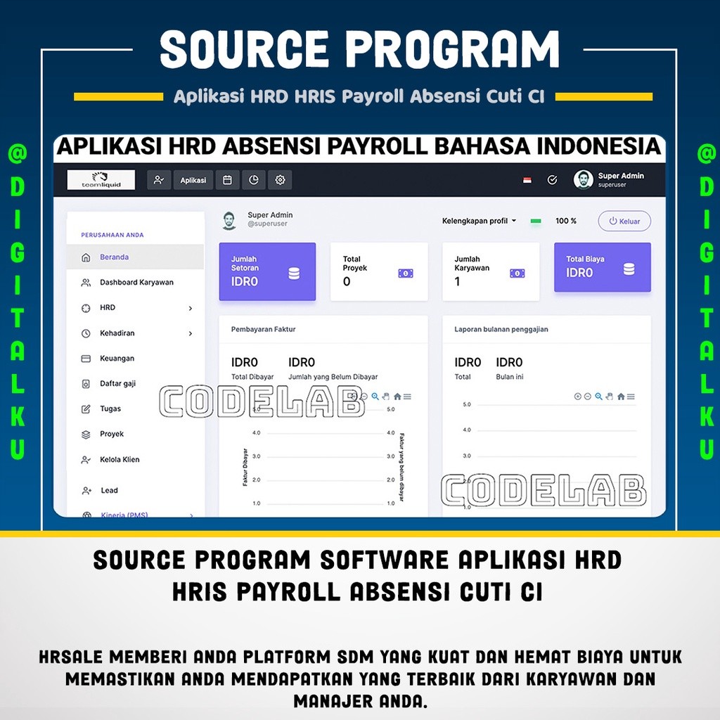 Source Program Software Aplikasi HRD HRIS Payroll Absensi Cuti CI