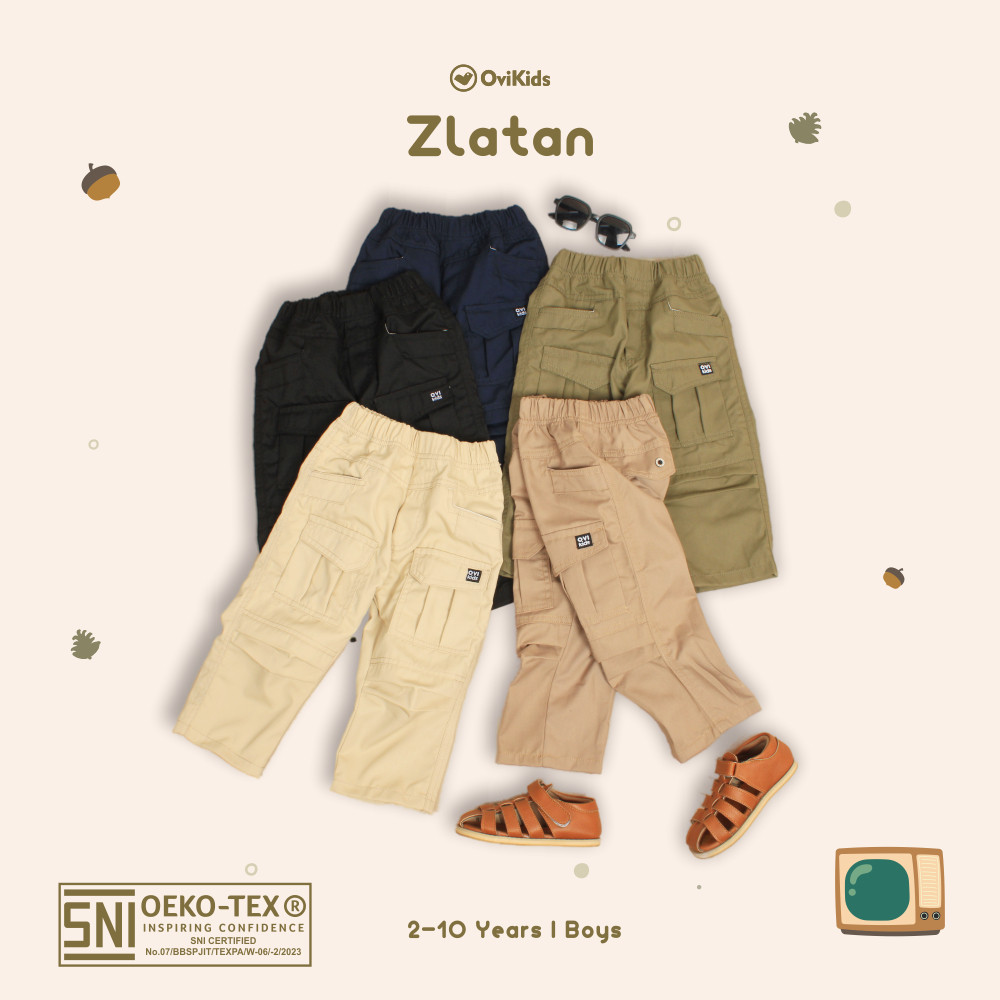 VB56YU OVIKIDS Zlatan - Celana Panjang Anak Laki Laki Celana Cargo Anak Laki Laki 2-10 Tahun