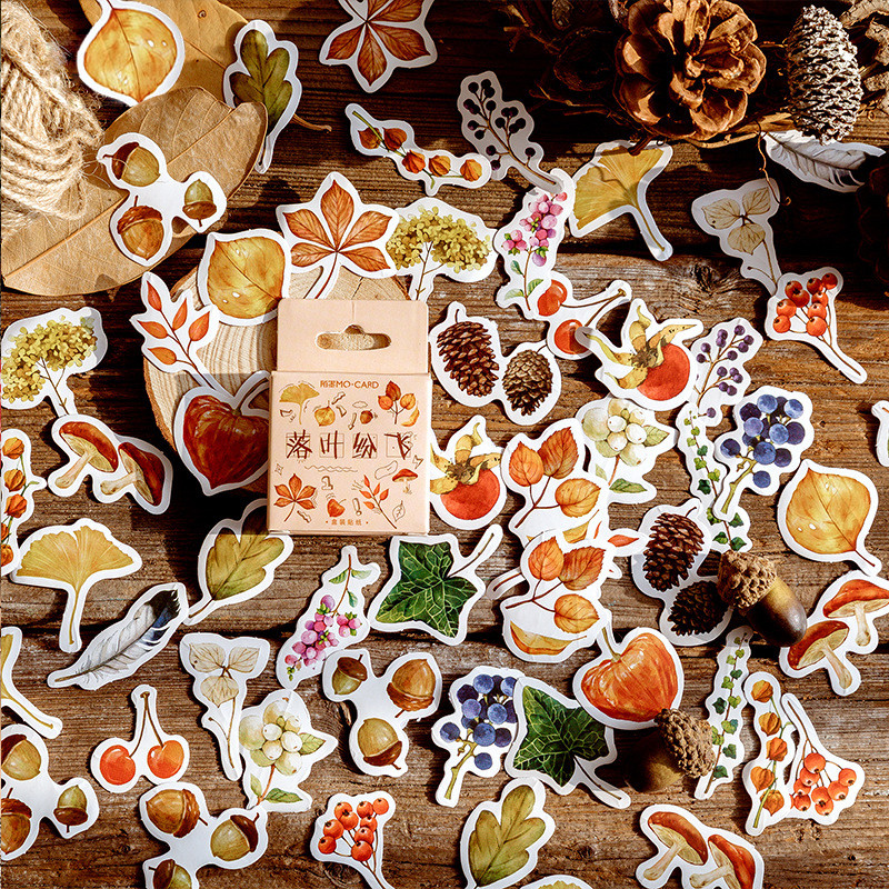 

Mohamm 46PCS Boxed Stickers Falling Leaves Series Creative Plants Sealing Sticker Flakes Scrapbooking Girl School Supplies Stati