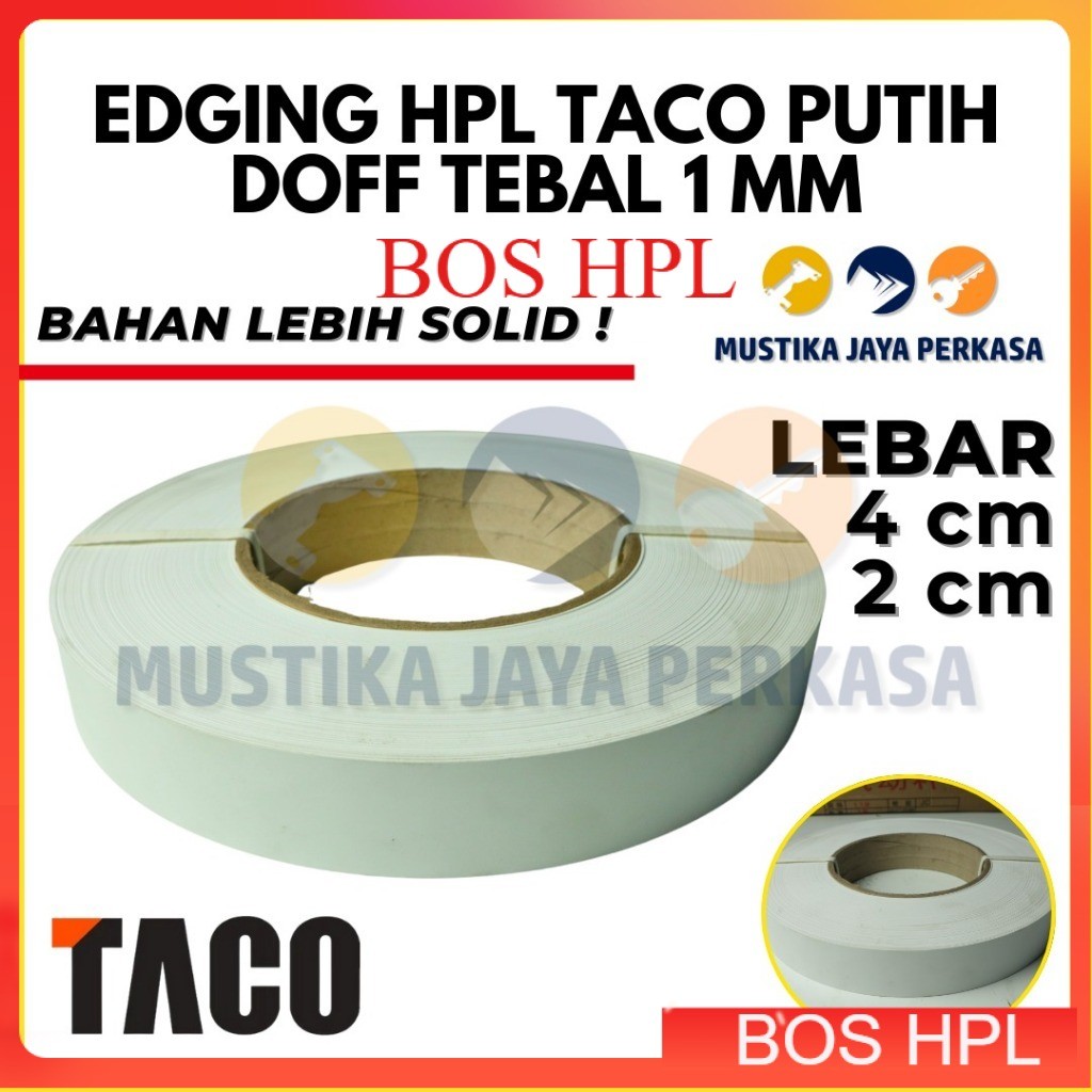 Per 5 Meter Edging HPL Taco S 002 AA Putih Doff