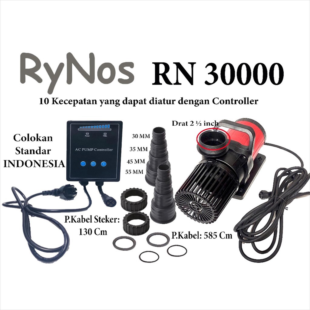 Pompa Air Kolam Koi & Aquarium RyNos RN 30000 - Hemat Listrik, Silent, High Flow