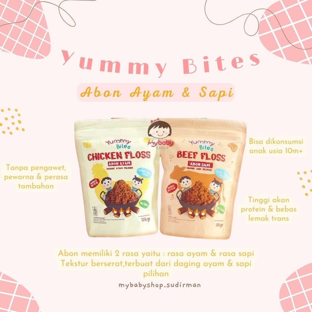 

Yummy Bites Abon Mpasi & Anak 100 GR [Abon Ayam, Abon Sapi] - BB Booster - NO MSG