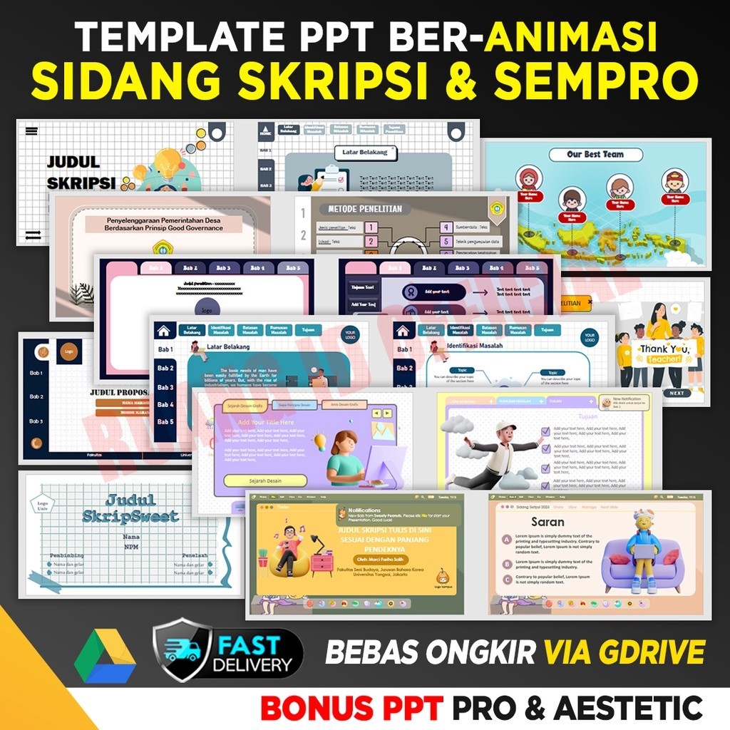 Template Presentasi PPT Sidang Skripsi Sempro Animasi Aesthetic PowerPoint