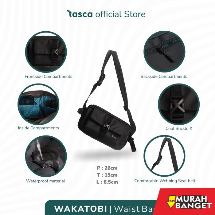 tas selempang pria kekinian Tas Pinggang Tas Selempang Pria Waist Bag Anti Air - Tasca Wakatobi