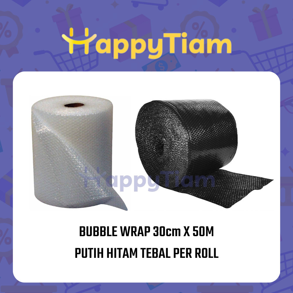 

BUBBLE WRAP ROLL 30cm x 50m HITAM BENING 1KG TPLASTIK GELEMBUNG TEBAL BUNGKUS PAKET 30 x 50 METER
