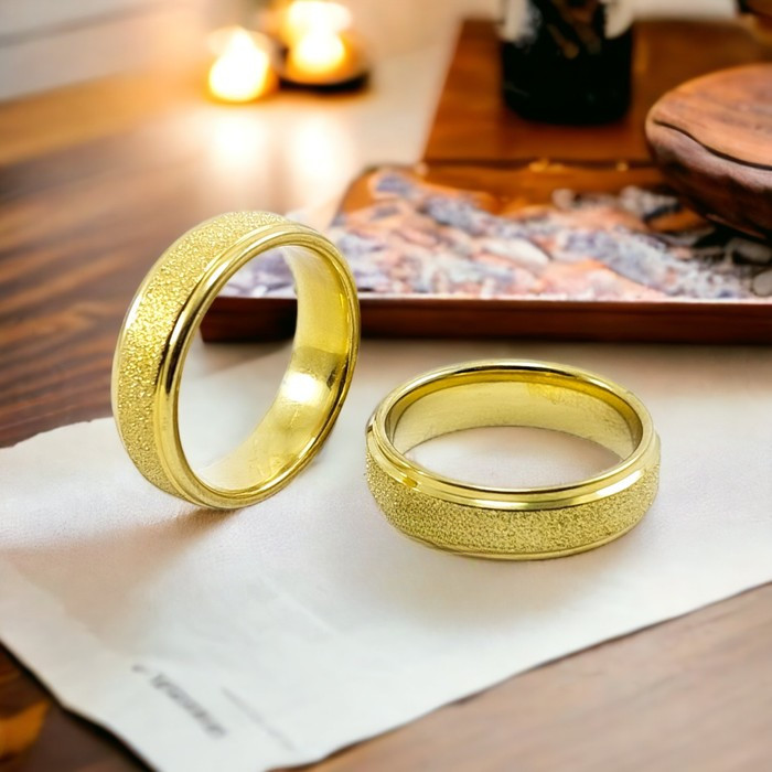 Cincin Kawin Tunangan Couple Titanium Emas Diamond ( Free Box Love )