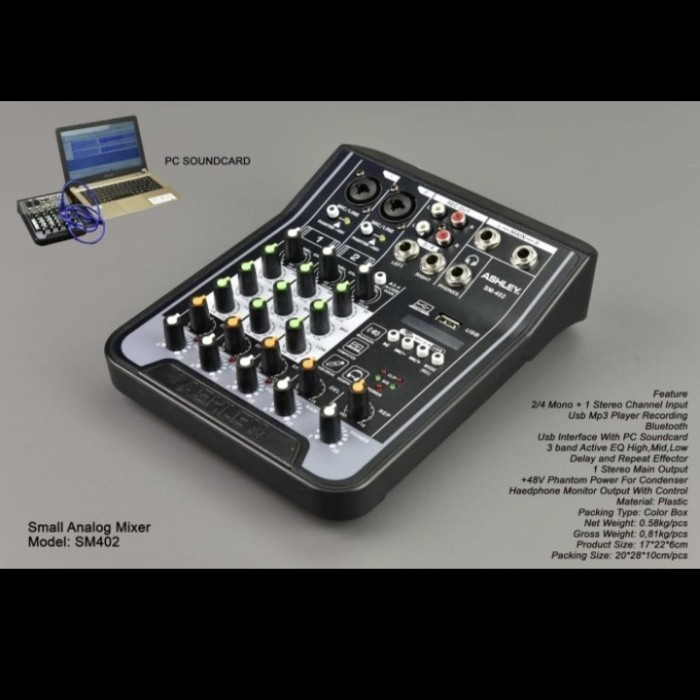 mixer audio ashley sm 402 i /mixer ashley 4 channel usb soundcart ori