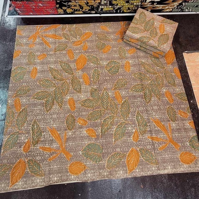Kain Batik SOLO Motif ECOPRINT Daun COKLAT Kode : 90