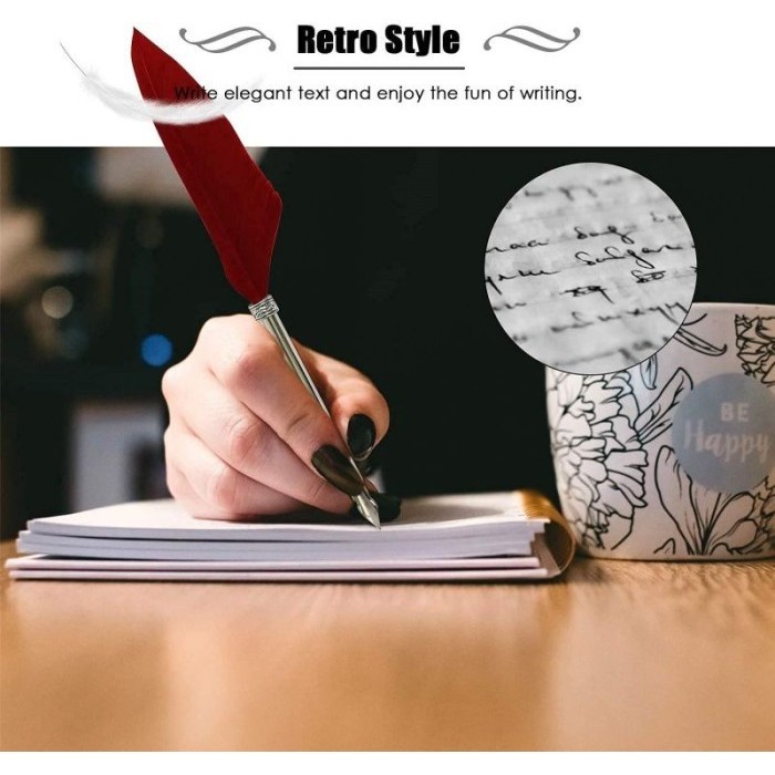 

PROMO!! -Pulpen Kaligrafi Bulu Set Lengkap Harry Potter Feather Quill Pen Bulu - Merah