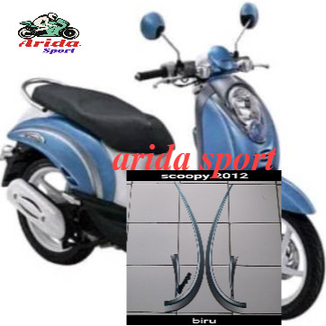striping stiker  honda scoopy  karbu lama thn 2010 2011 2012 full biru putih motif striping original