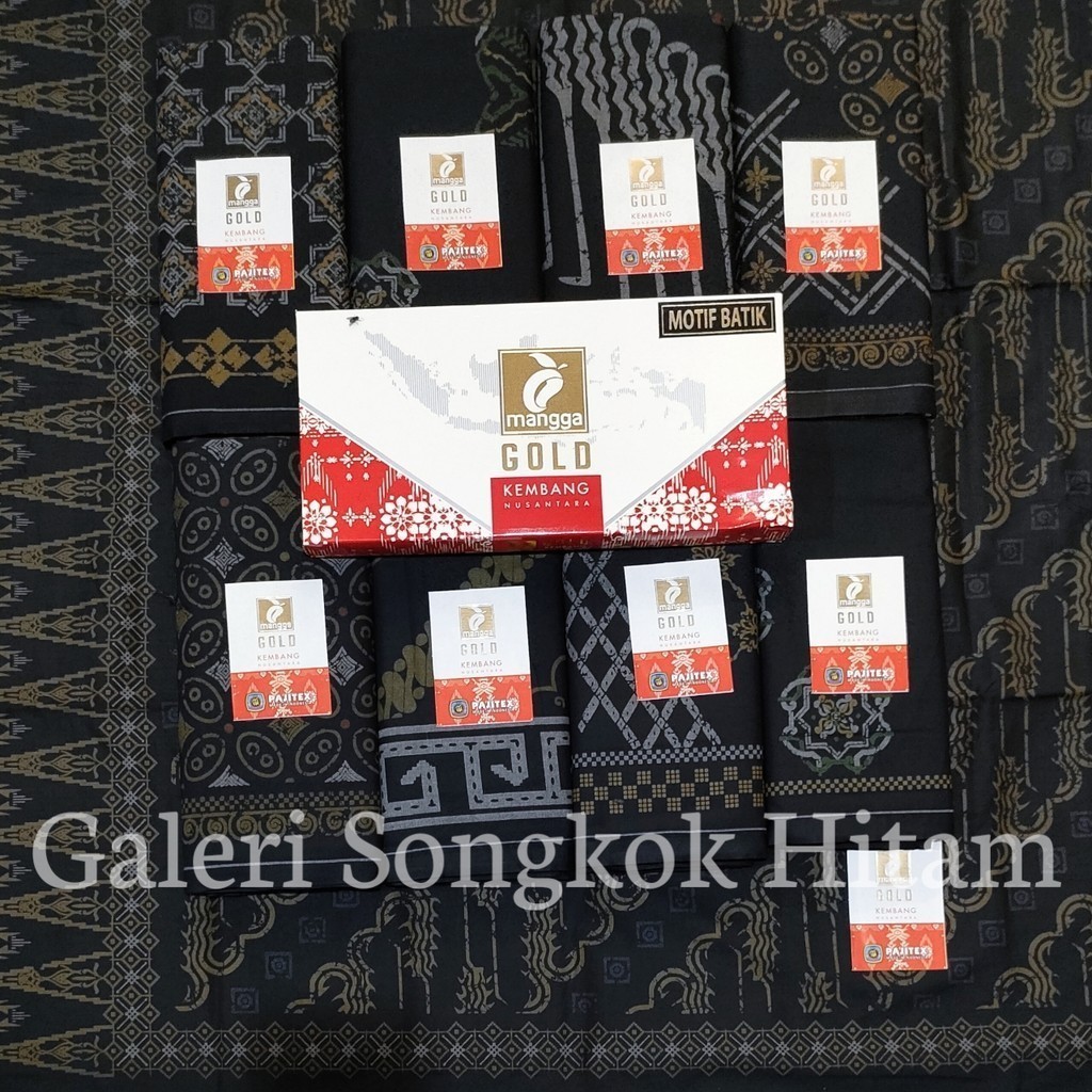 Sarung Mangga Batik Hitam Nusantara Sarung Mangga Gold Batik Hitam Dewasa