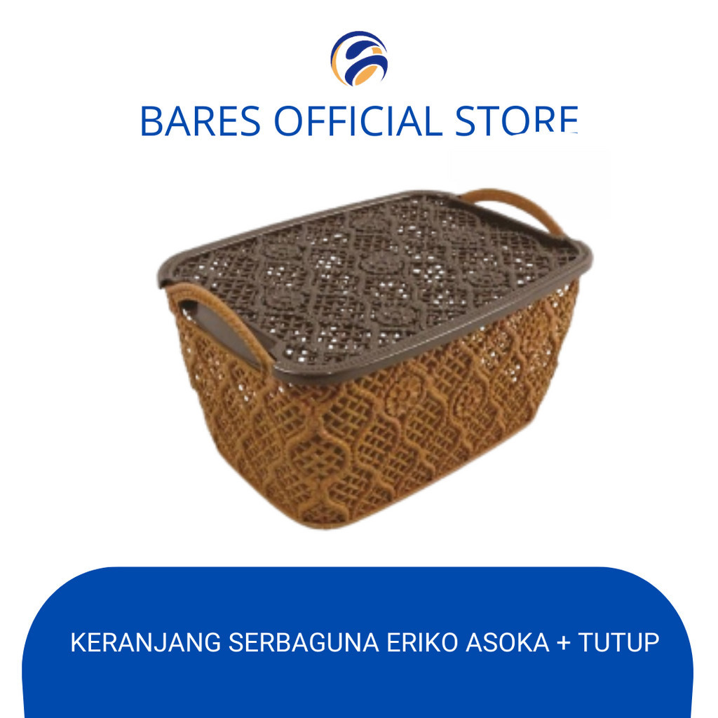 Keranjang Serbaguna Plastik Eriko Asoka Coklat + Tutup