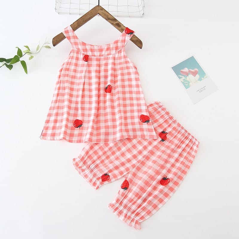 Al barokah fashion SETELAN TEE BERRY ANAK PEREMPUAN / SET BALITA STRAWBERRY KOREAN STYLE