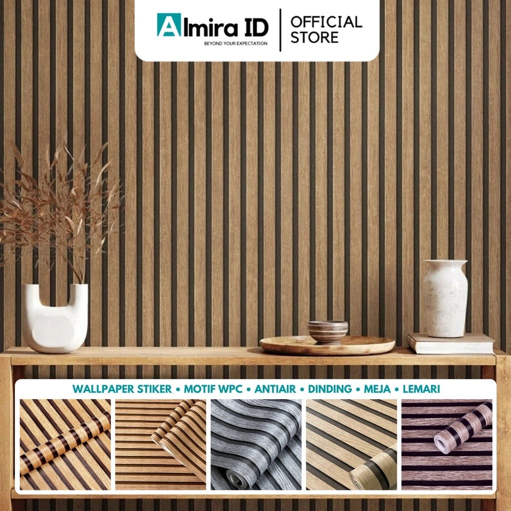 Wallpaper Stiker Dinding Motif WPC Wood Panel Composite 3D Sticker Walpaper COD High Quality Embos D