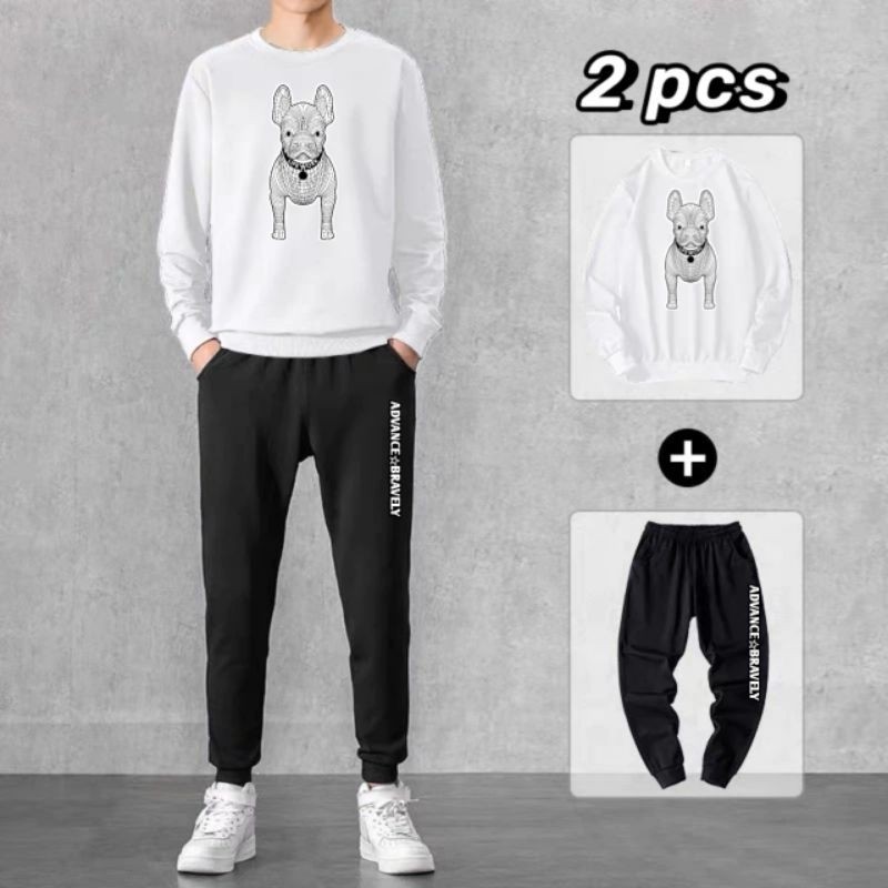 CK-SET SWEATER KAOS CREWENICK +CELANA JOGER SETELAN LIFEWORK TRENDY