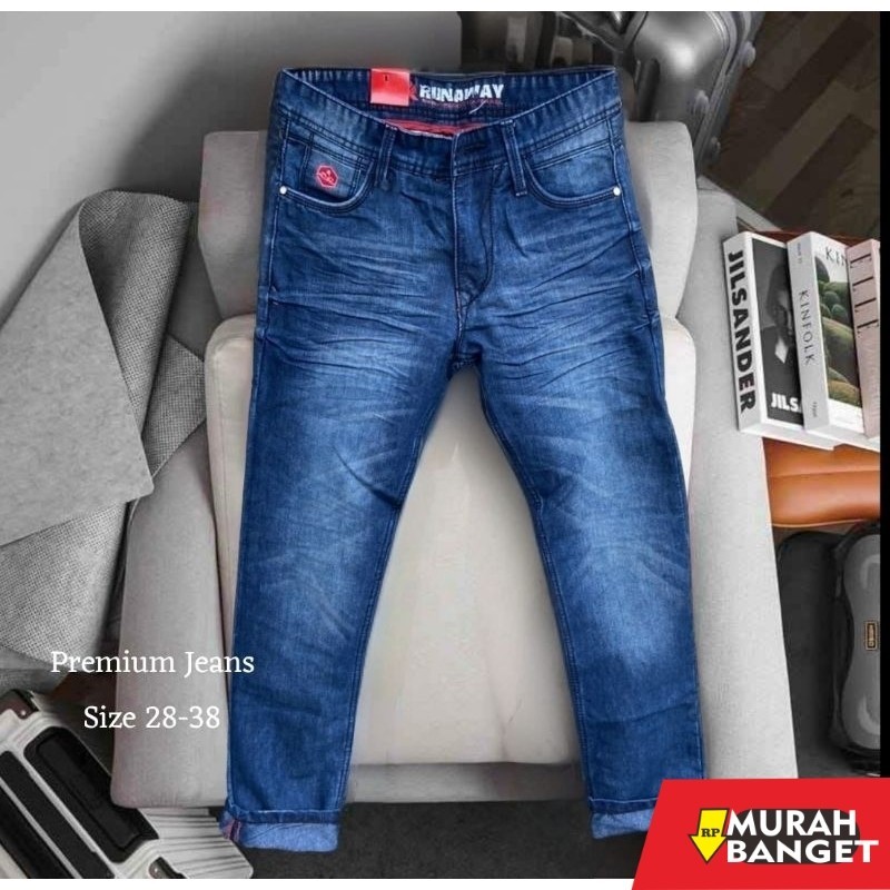 Celana Denim Pria Terbaru- CELANA PANJANG JEANS PREMIUM SIZE 28-38 REGULER FIT ORIGINAL RUNAWAY