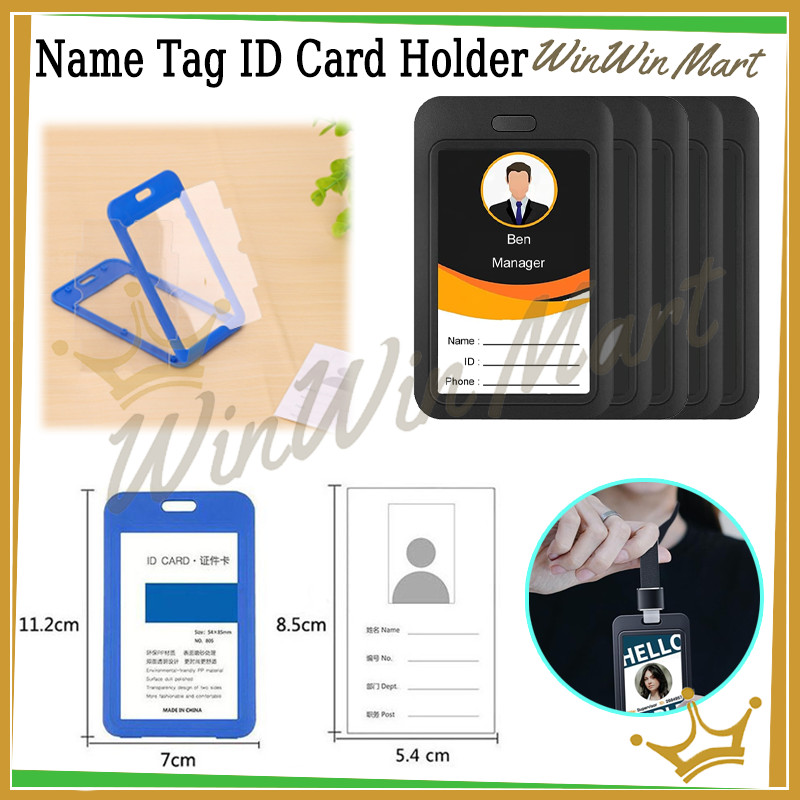 

Name Tag ID Card Holder + Tali Lanyard /Name Tag ID Card Holder 2 Sisi/ Holder Plastik Anti pecah Casing Kartu Id Card