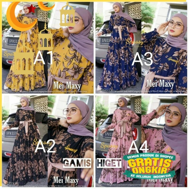 ( COD ) GAMIS TERMURAH  MOTIF BAHAN TEBAL / BAJU GAMIS SYARI / Gamis Motif gi/Maron merah bata red a