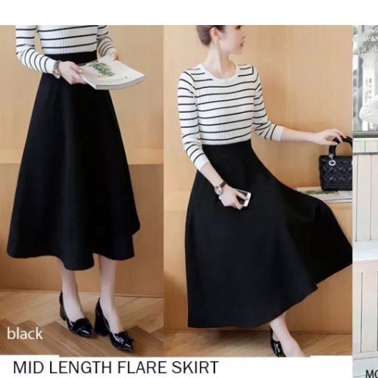 ROK PAYUNG POLOS JANET 7/8 ROK WANITA KEKINIAN - Hitam