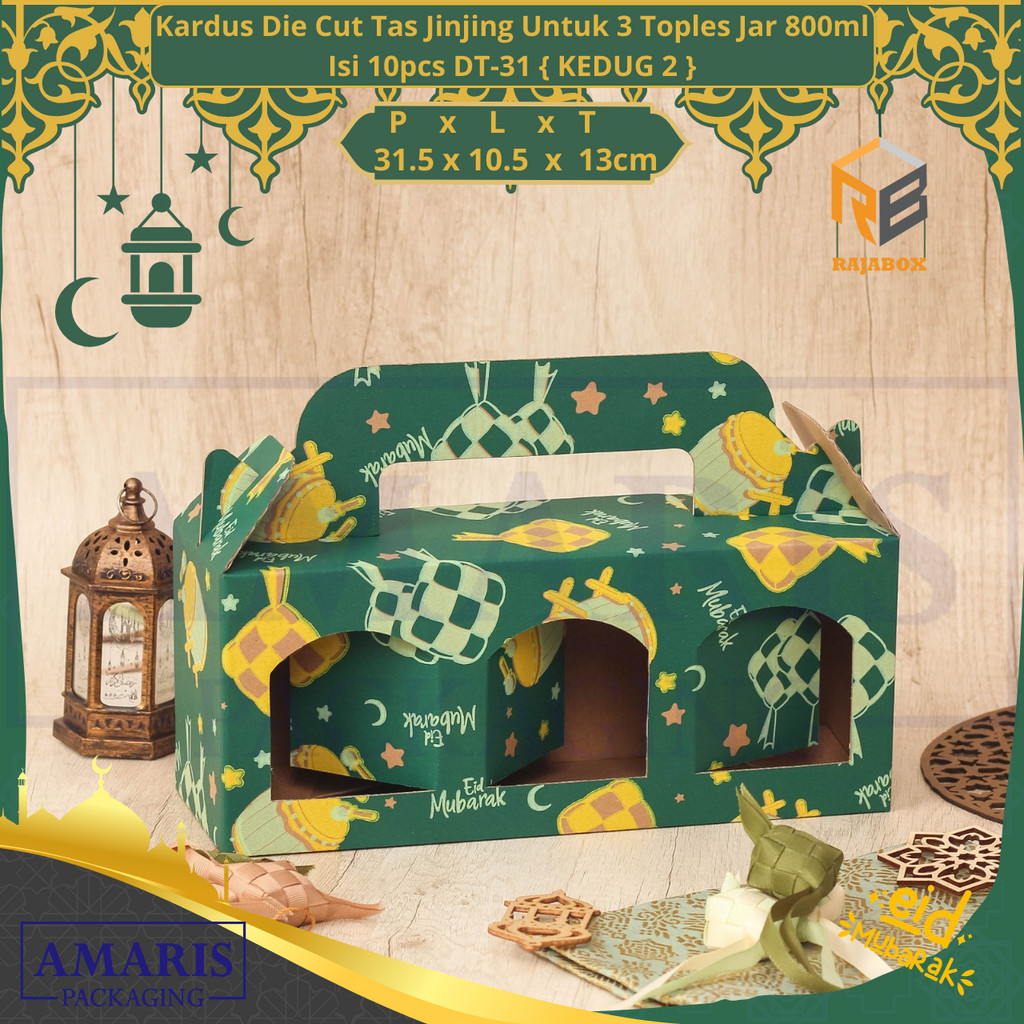 

DT-31 Kardus Die Cut Tas Jinjing Isi 3 Toples Jar (UKURAN TOPLES 10CM DAN TINGGI 12CM) Packaging