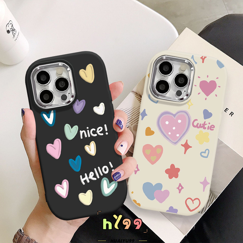Soft Case Hati Cinta Lucu Warna-warni Untuk Kompatibel Untuk IPhone 13 15 12 11 14 Pro Max 12pro 13p