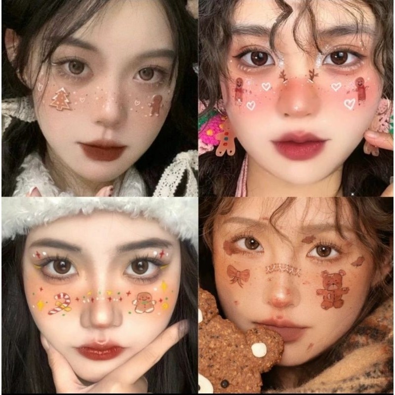 

DOUYIN Face Stiker Edisi Sweet Makeup Konser Halloween Acara Pesta Kostum Cosplay