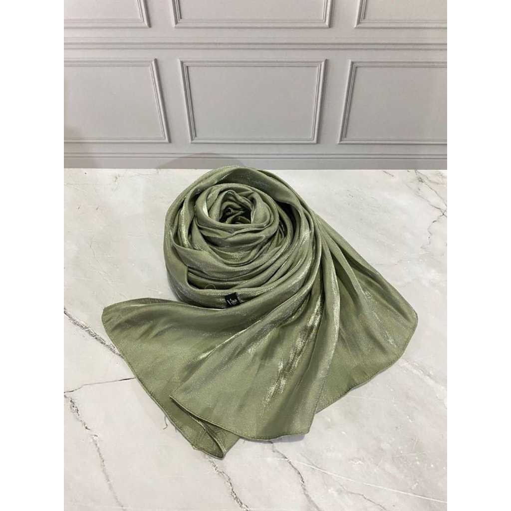 Pashmina Shimmer Premium / Pashmina Shimmer Silk / Pasmina Shimmer size 75x175 warna sage